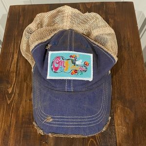 NEW - Distressed Judith March trucker cap with On the Road Again patch